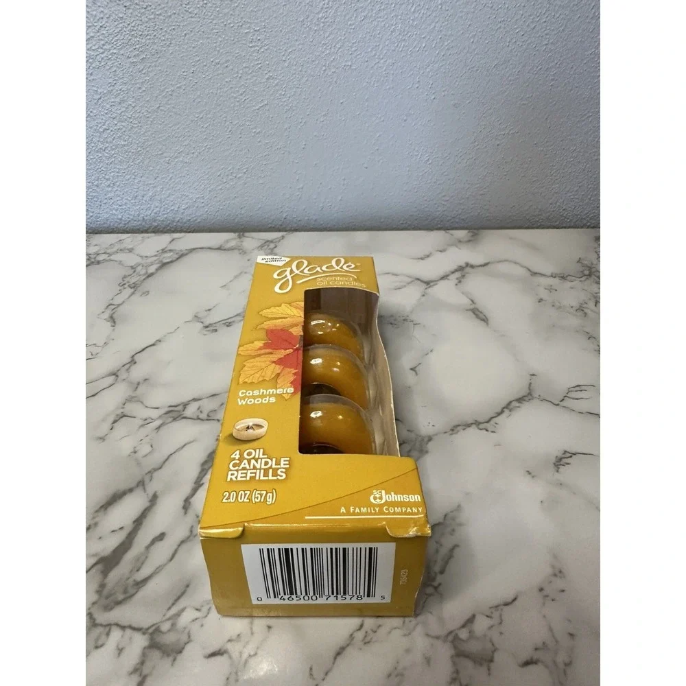 Glade Scented Oil Candles. 4 Refills. Cashmere Woods Limited Edition. New In Box